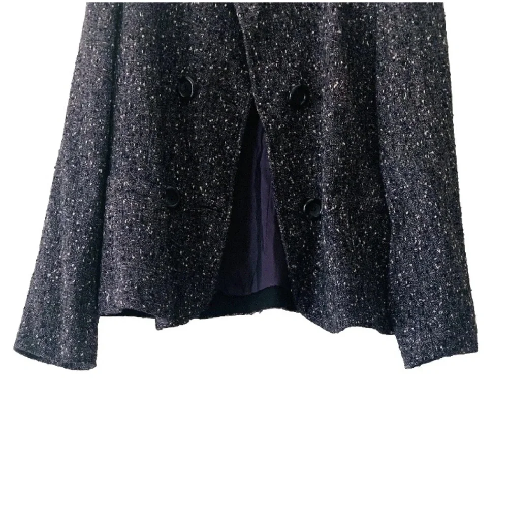 Lafayette 148 Round Neck Tweed Blazer Jacket Women Sz 12 Purple Academia Preppy